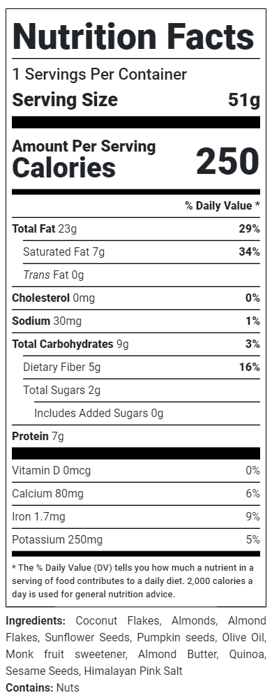 Keto granola bar nutrition facts